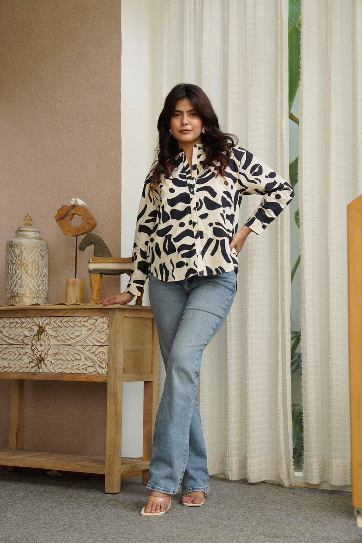 Kiara Black Poplin Cotton Shirt