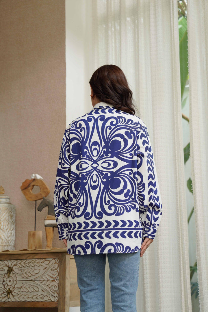 Kiara Blue Cotton Poplin Shirt