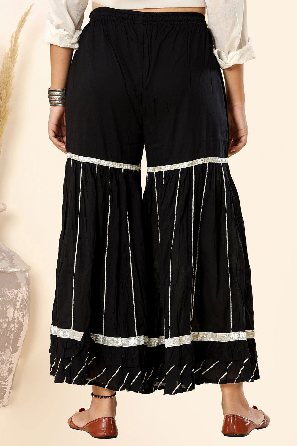 Ethnic Black Gota Lace Sharara (Pack Of 1) - Kaajh - #tag4#