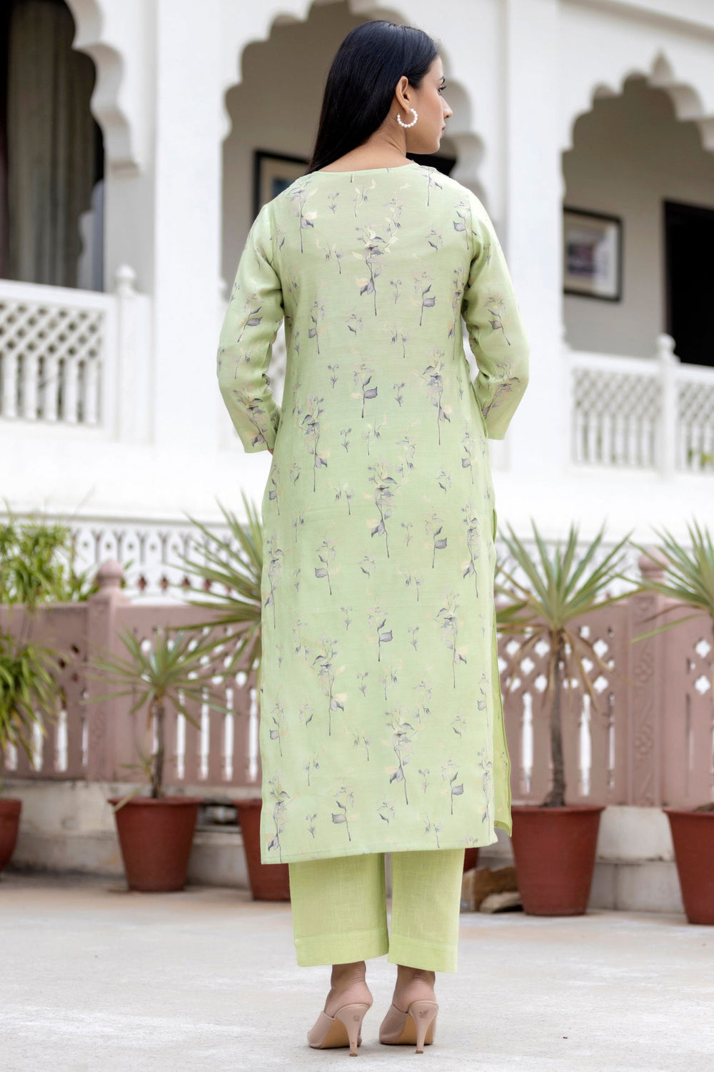 Green Floral Printed Modal Silk Kurta Pant And Dupatta Set (Set Of 3) - Kaajh - #tag4#