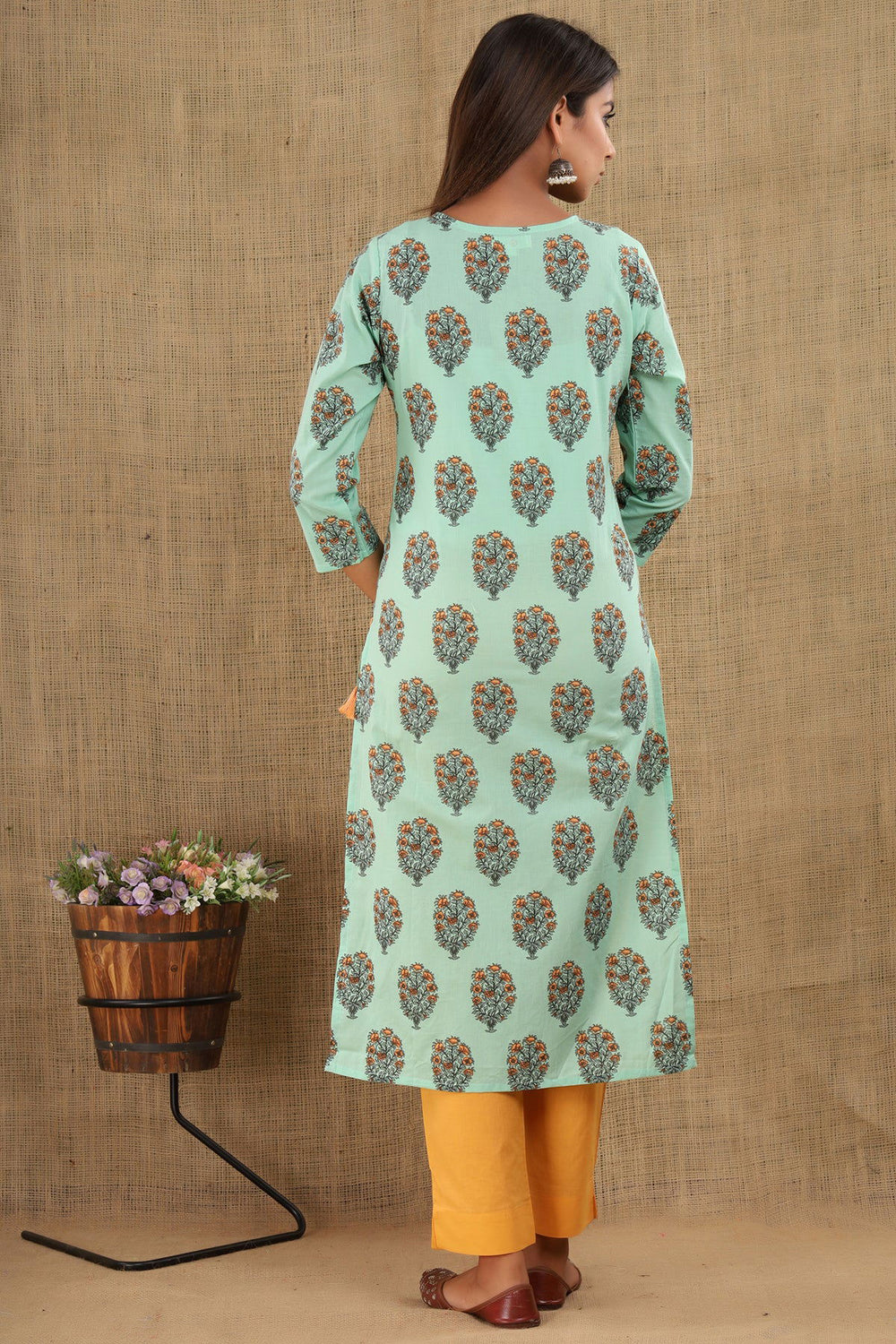 Green Floral Printed Suit Set  (pack of 3) - Kaajh - #tag4#