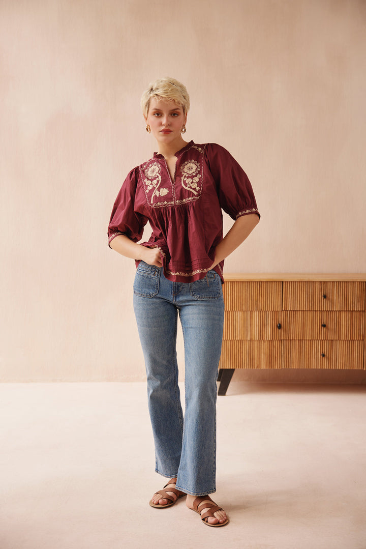 Diana Embroidered Poplin Blouse