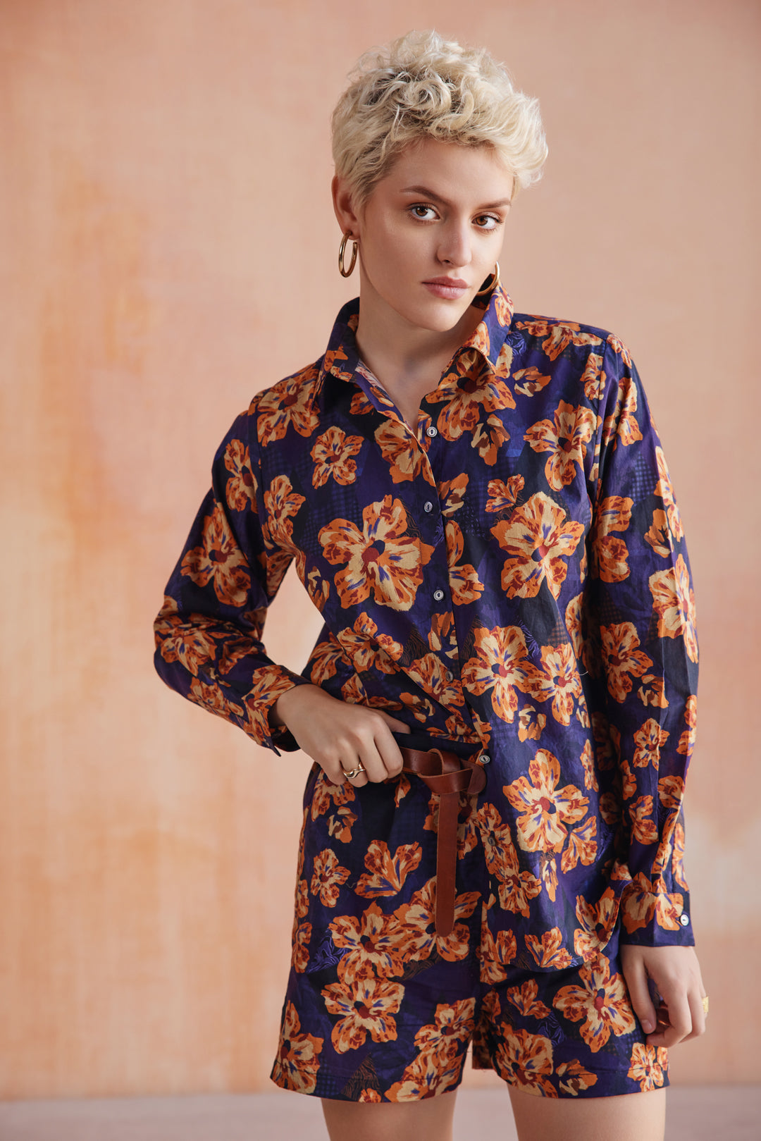 Blue & Orange Floral Shorts