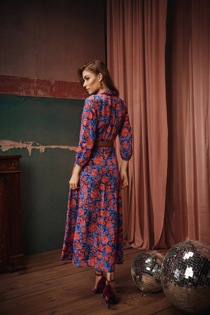 Erica Flower Printed Jacquard Dress