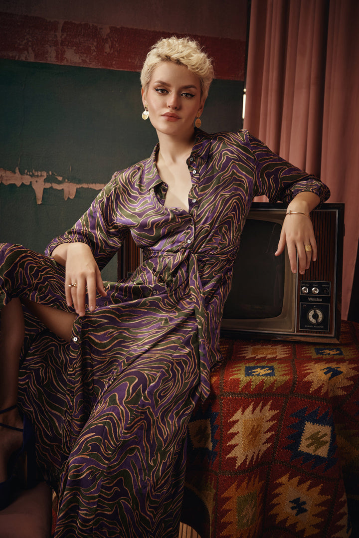 Erica Olive & Purple  Dress