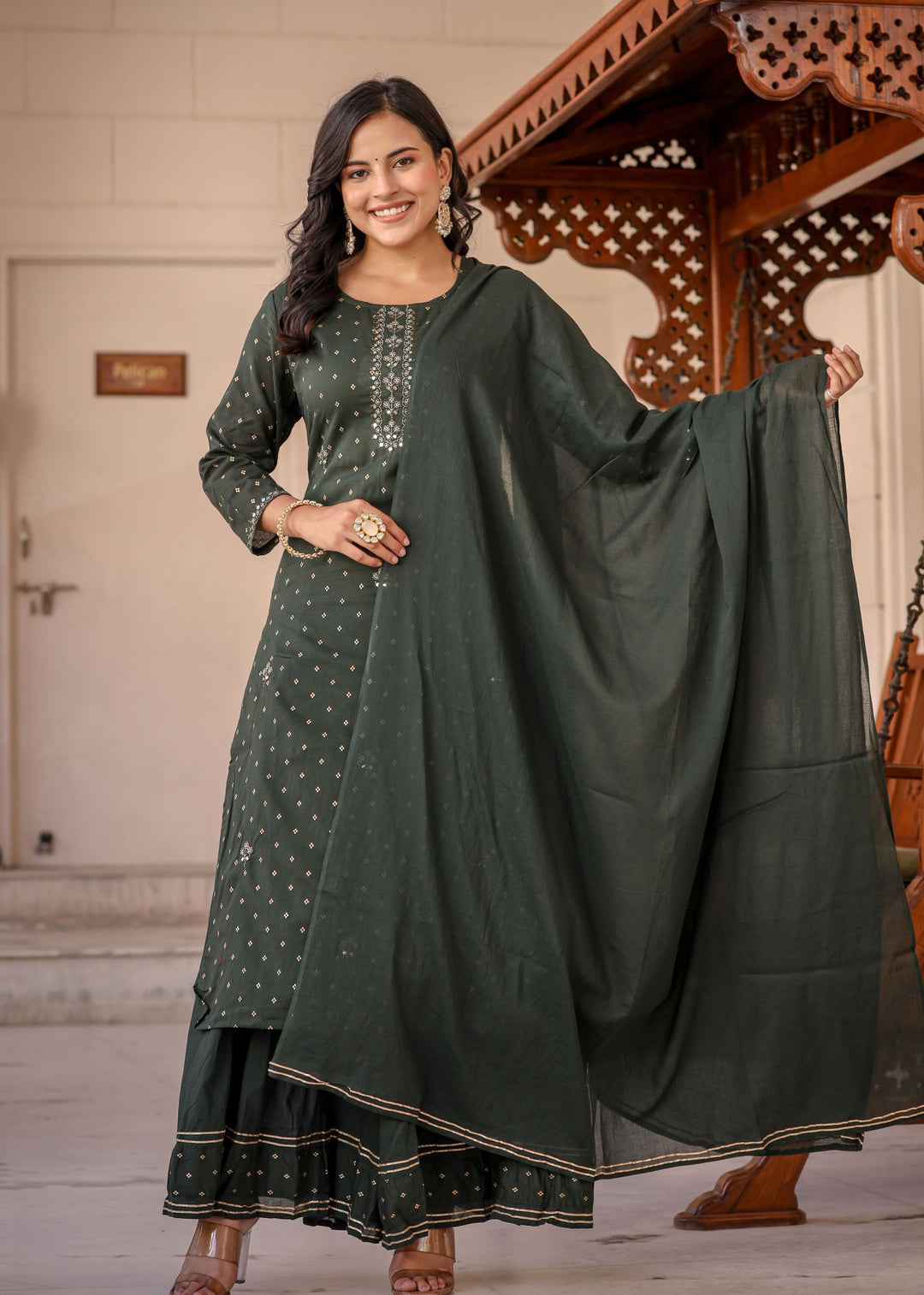Buy Green Sharara Suit Set For Women 