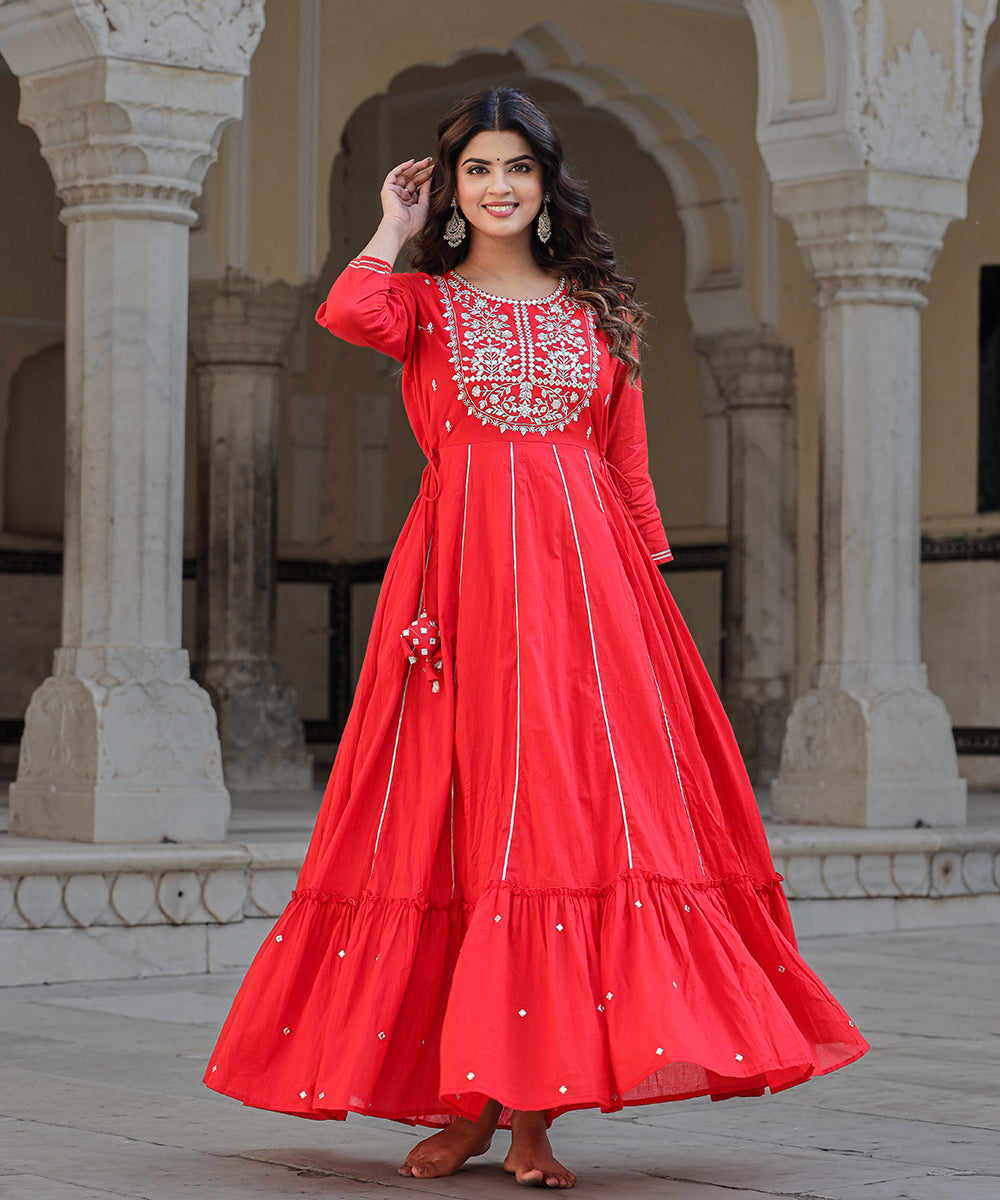 khodal Women Ethnic Dress Red, Black Dress - Buy khodal Women Ethnic Dress  Red, Black Dress Online at Best Prices in India | Flipkart.com