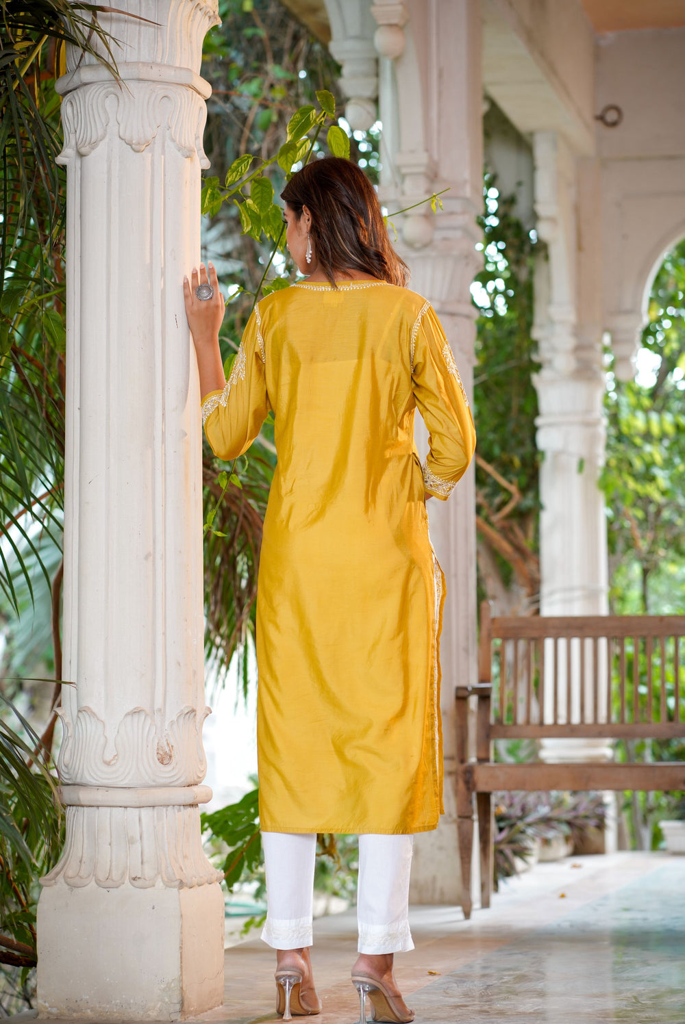 Buy Yellow Cotton Chikankari Suit Set for Women 