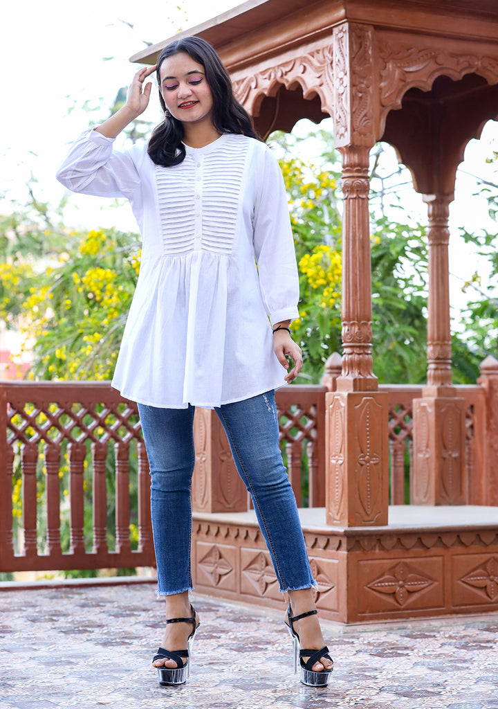 Pastel White Cotton Tunic Top (pack of 1)