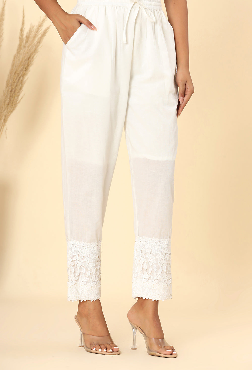 Pearl White Lace Pant