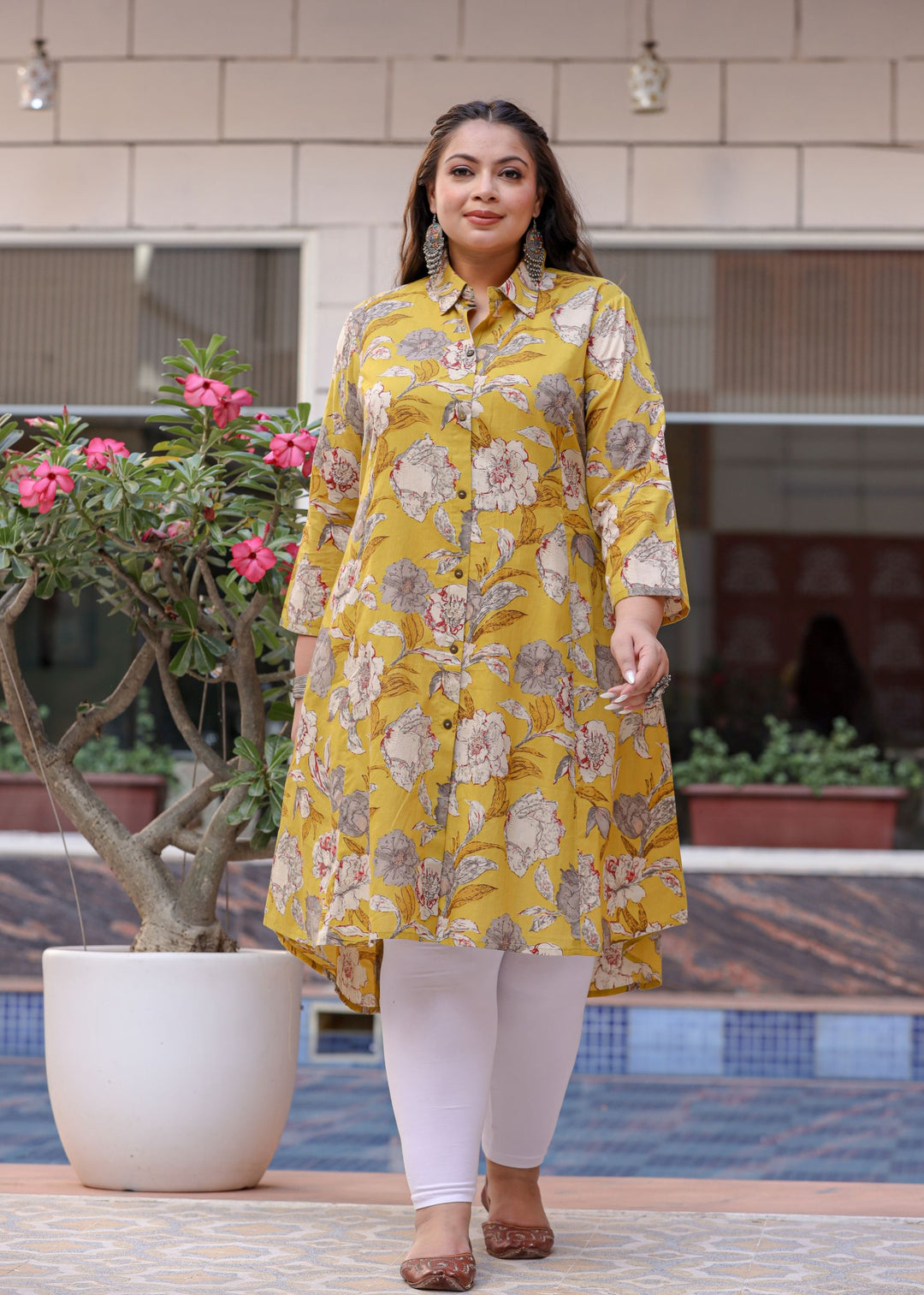 Yellow Plus Size Kurta for Women | Best casual Kurta set for Ladies by Kaajh