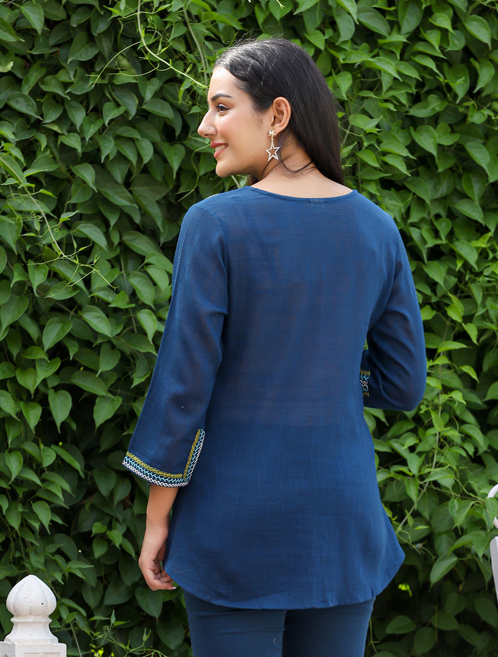 Buy Navy Blue Tunic Tops for Women | Best Ethnic Wear for Summer Online