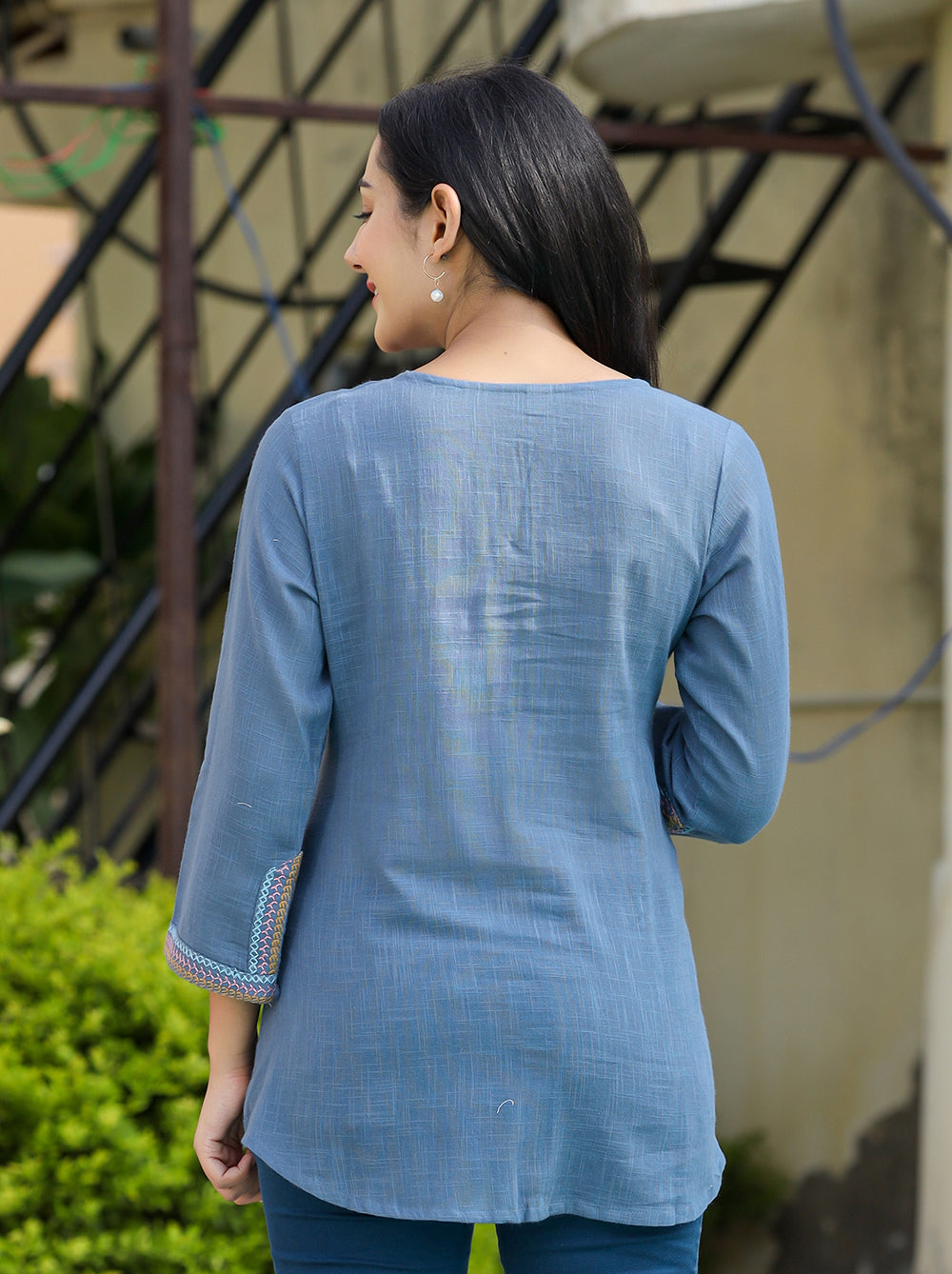 Buy Designer Blue Sharara Tops | Short Kurtis for Women Online in India 