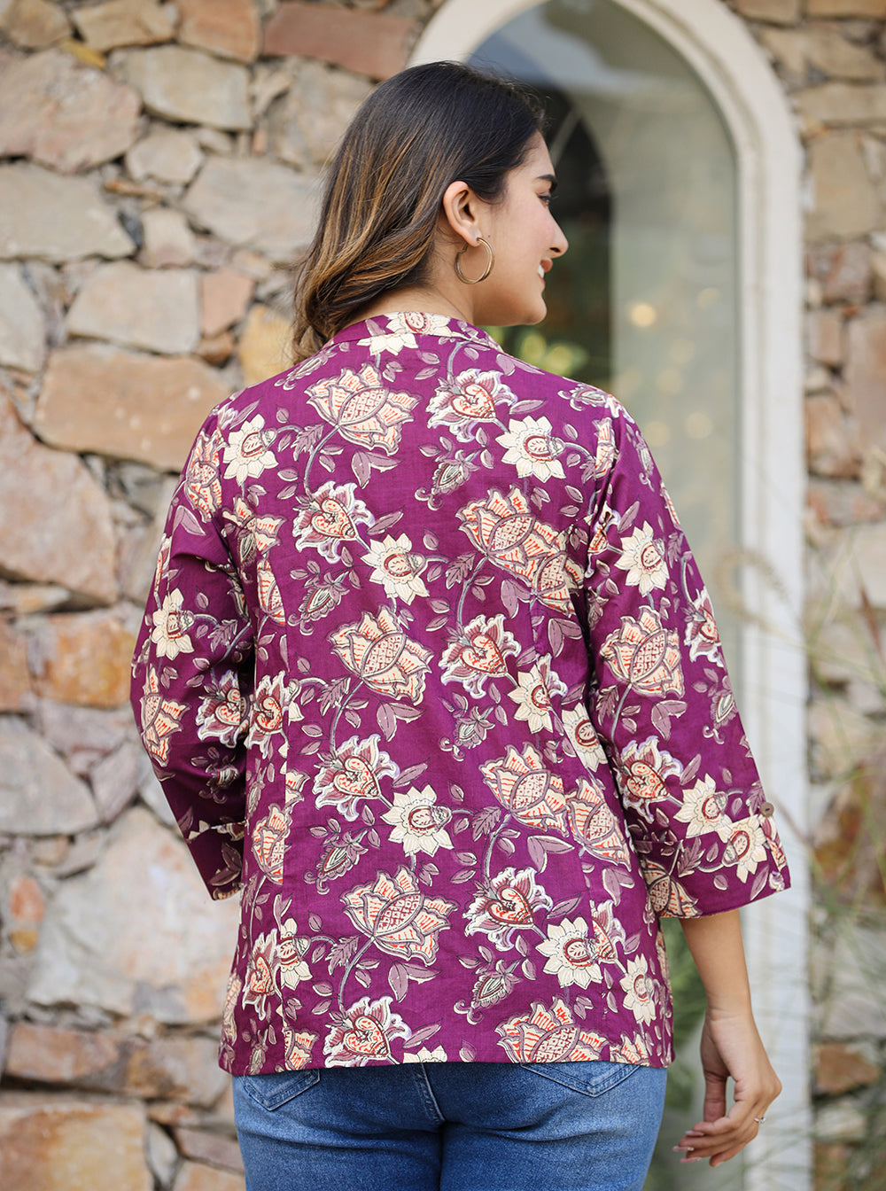  Purple Floral Cotton tunic for women 