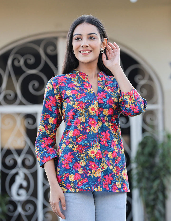 Multi Color Printed Cotton Top ( Pack Of 1) - Kaajh - #tag4#