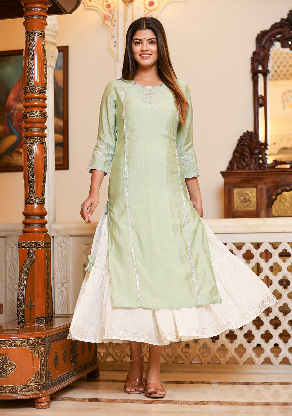 Green Cotton Sharara Set for women 