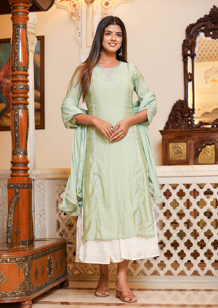 Kaajh Green Cotton Sharara Set For women 