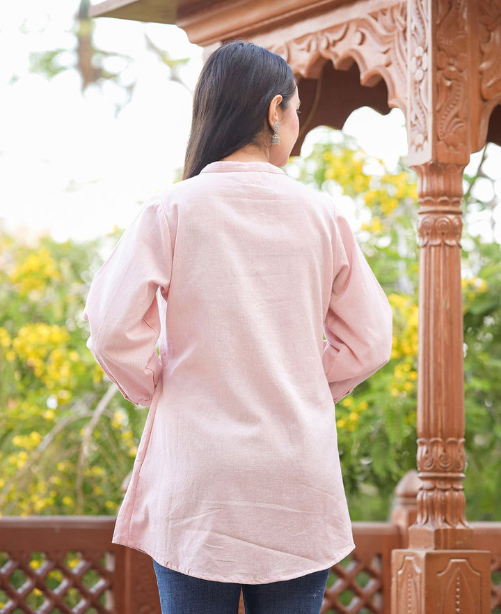 Pastel Peach Cotton Tunic Top (pack of 1) - Kaajh - #tag4#