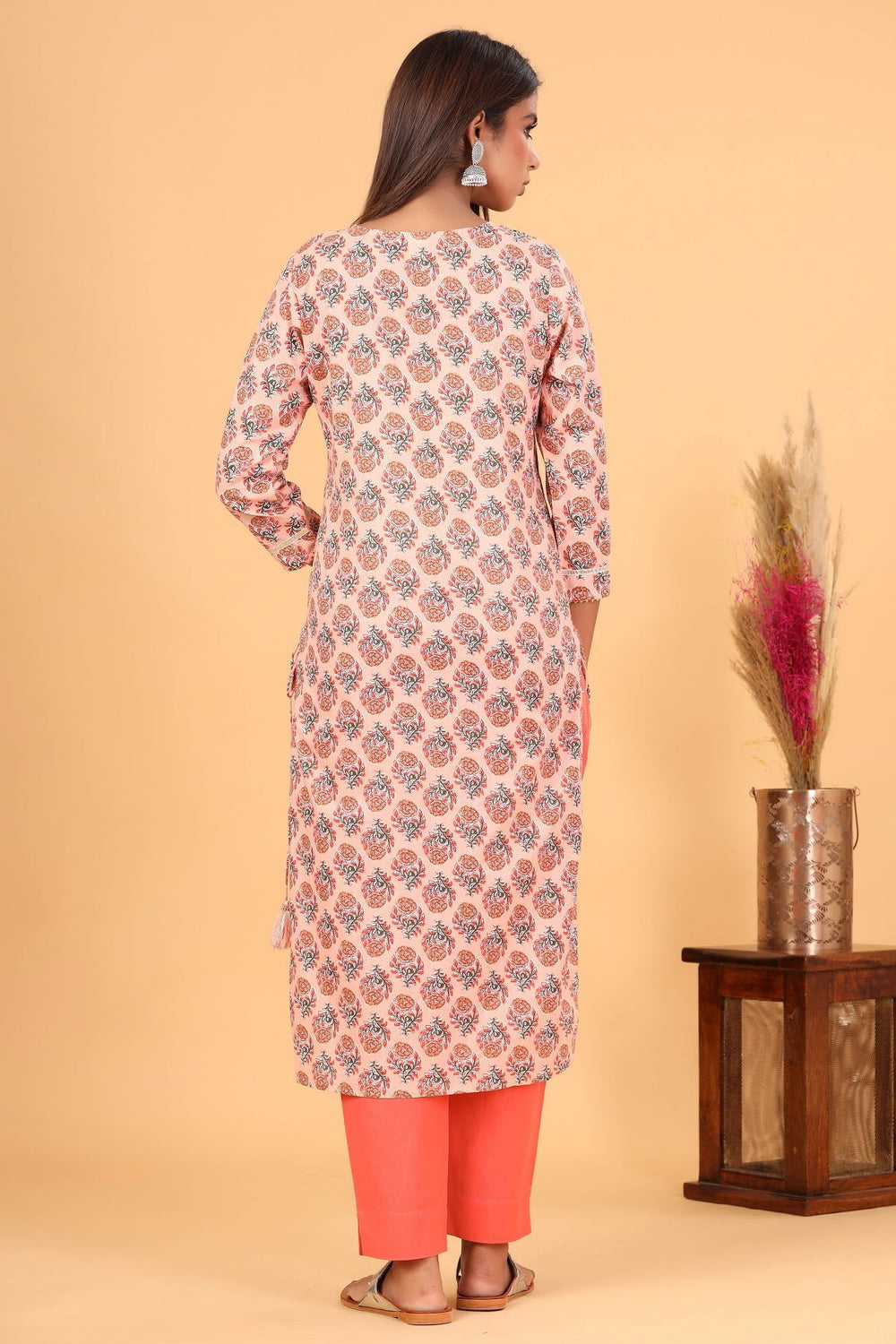 Pink Floral Printed Cotton Kurta Pant Set (pack of 2) - Kaajh - #tag4#