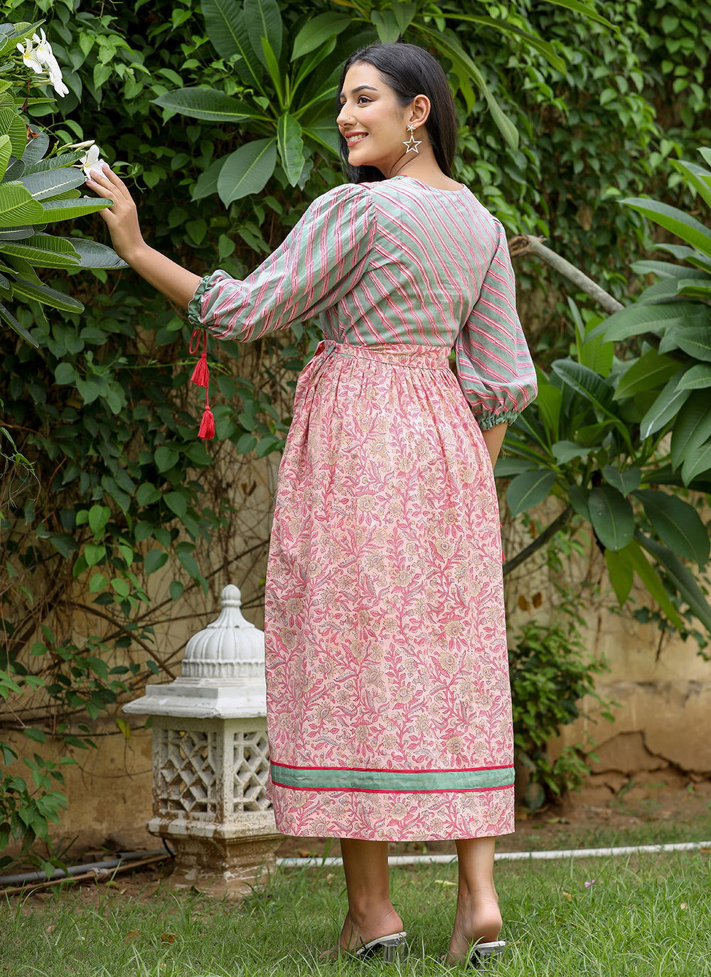 Pink Hand Block Printed Dressn (pack of 1) - Kaajh - #tag4#