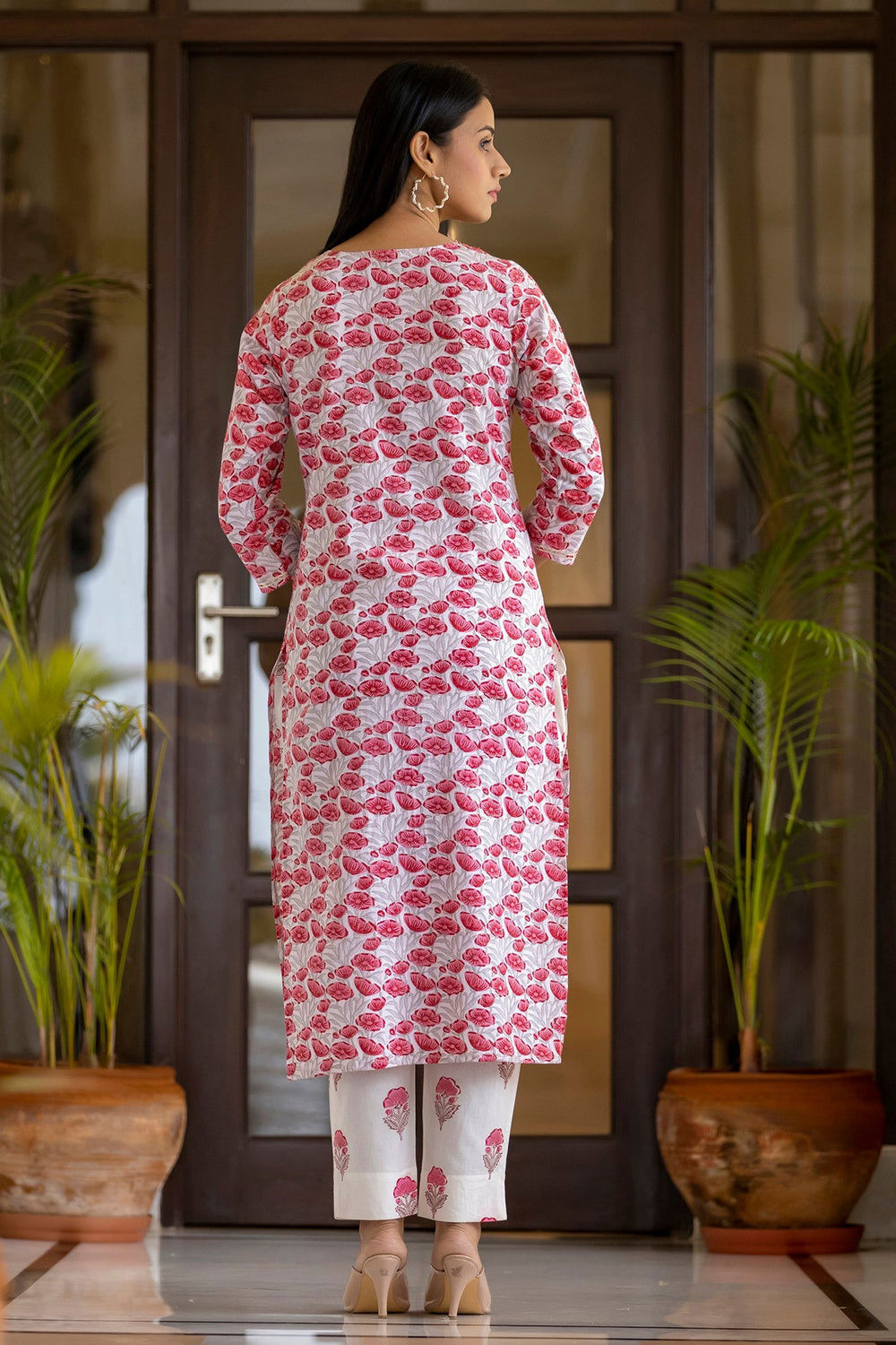 Pink Handblock Printed Cotton Suit Set  (pack of 3) - Kaajh - #tag4#