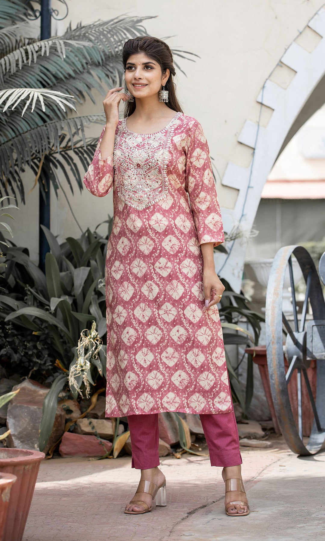 Pink Modal Silk Suit Set (pack of 3) - Kaajh - #tag4#