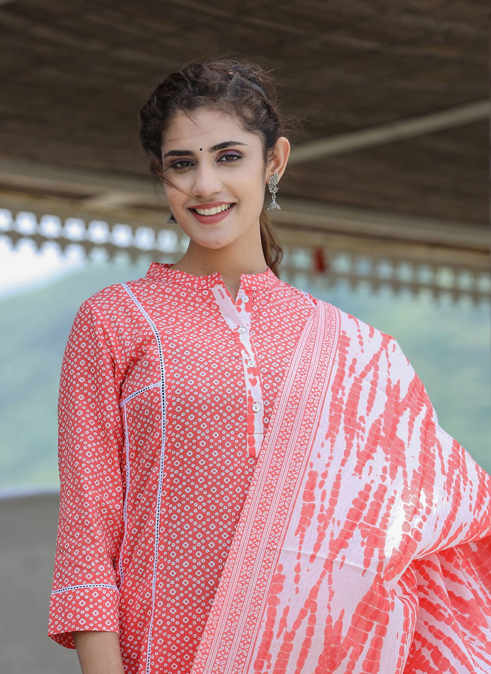 Pink Printed Cotton Suit Set - Kaajh - #tag4#