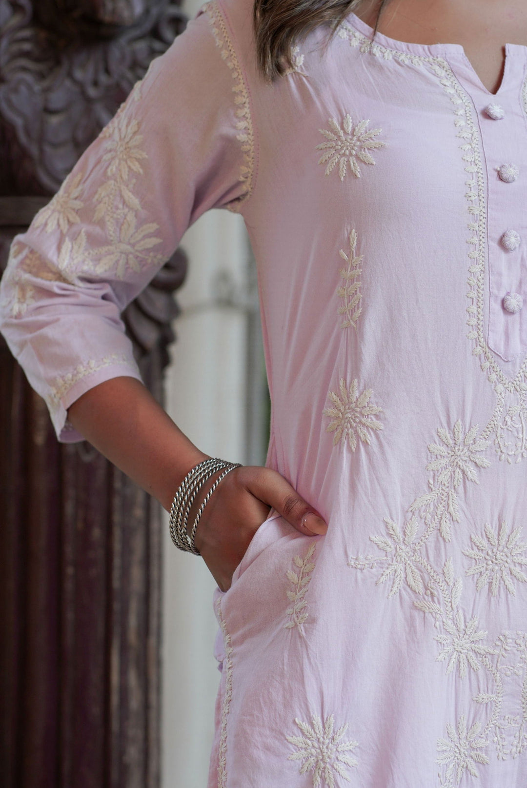 Purple Lucknow Chikankari Suit Set - Kaajh - #tag4#