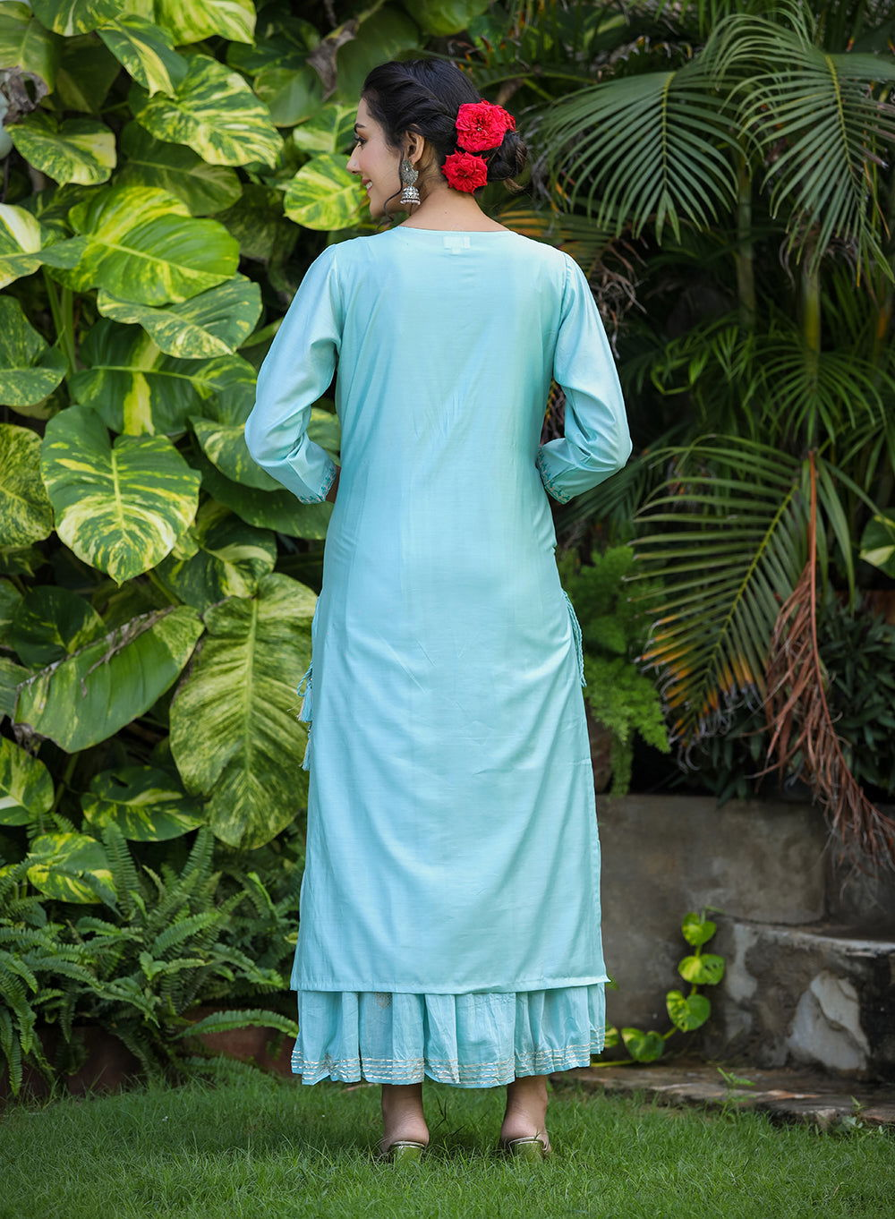 Sea Green Modal Silk Kurta With Inner And Dupatta (pack of 3) - Kaajh - #tag4#