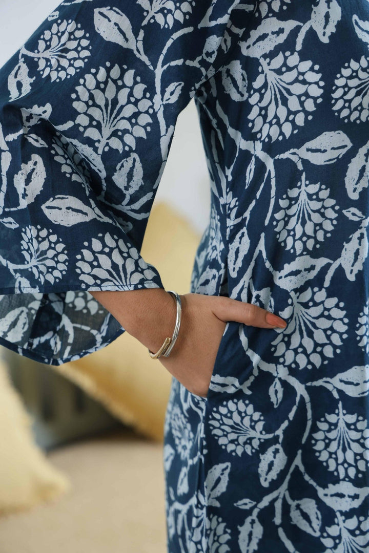 ANYA BLUE COTTON KURTA SET - Kaajh