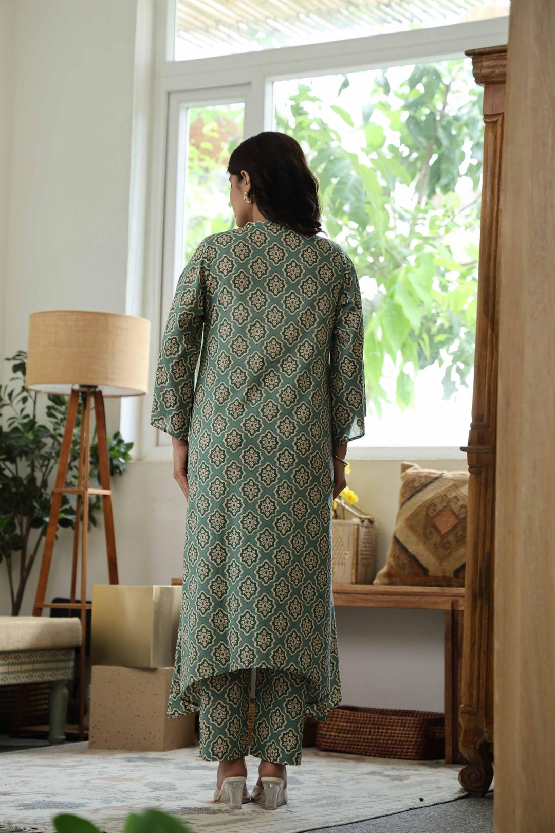 ANYA GREEN COTTON KURTA SET - Kaajh