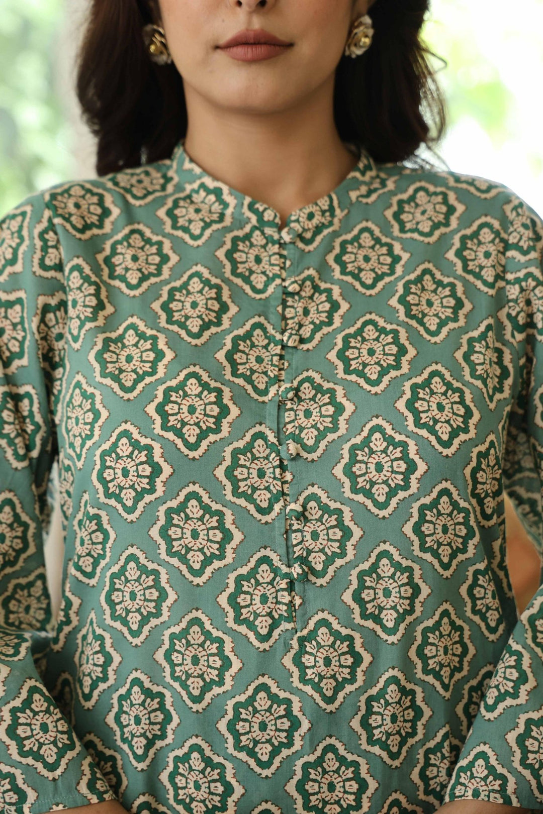 ANYA GREEN COTTON KURTA SET - Kaajh