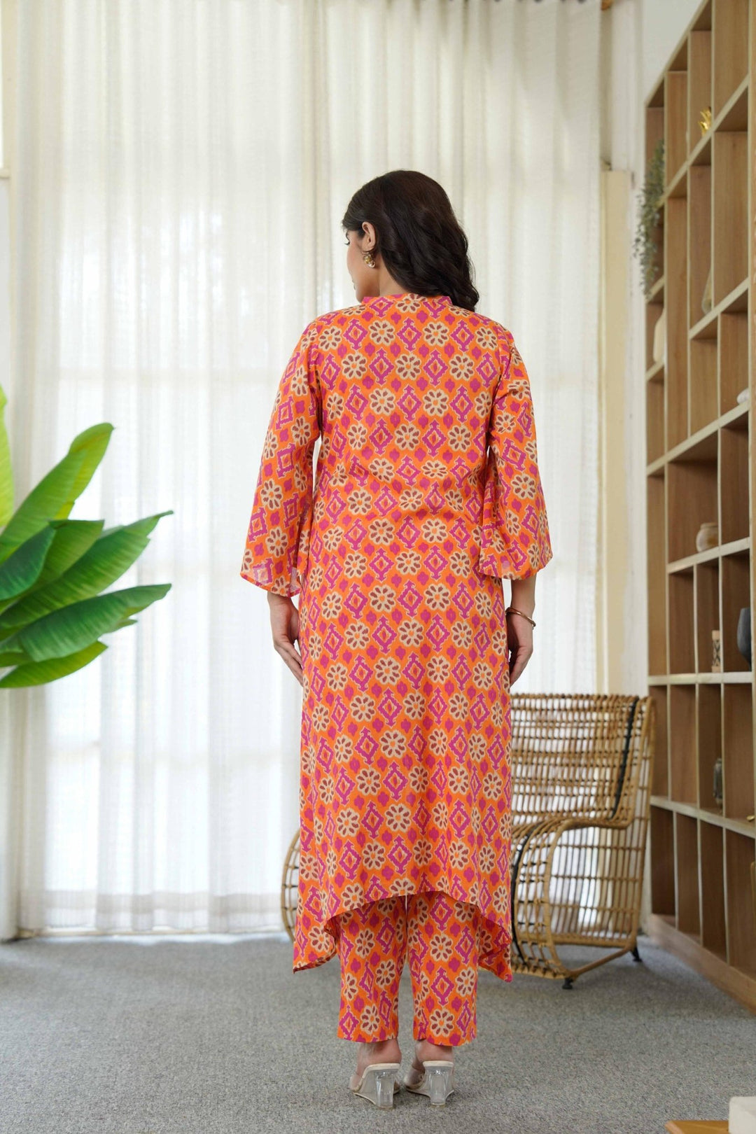 ANYA ORANGE COTTON KURTA SET - Kaajh