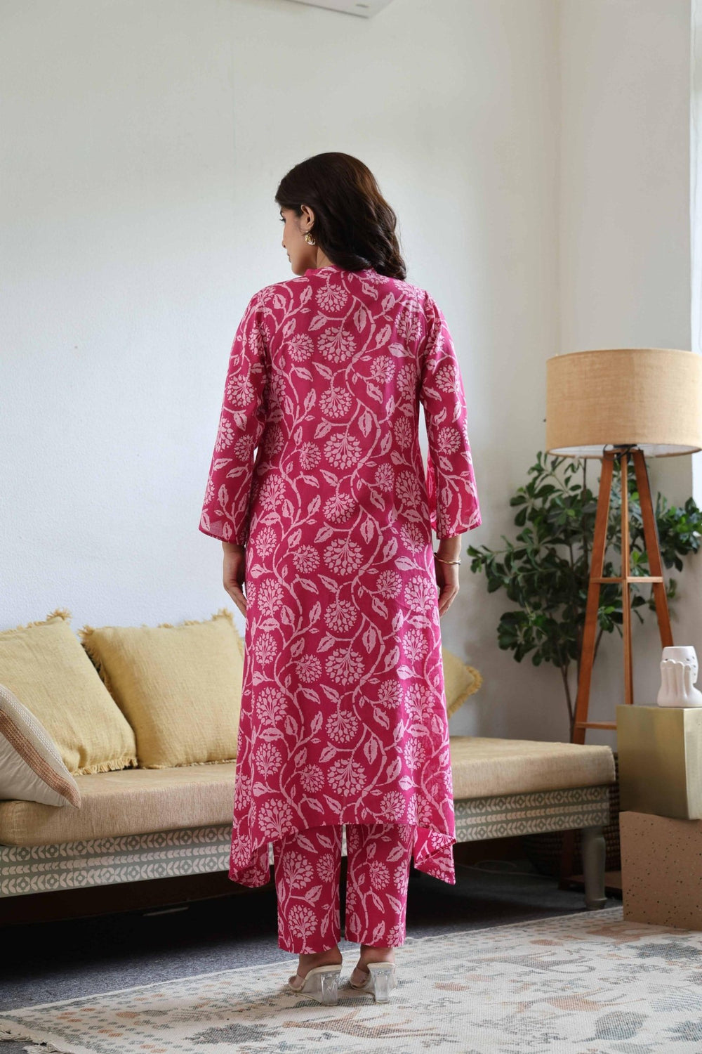 ANYA PINK COTTON KURTA SET - Kaajh