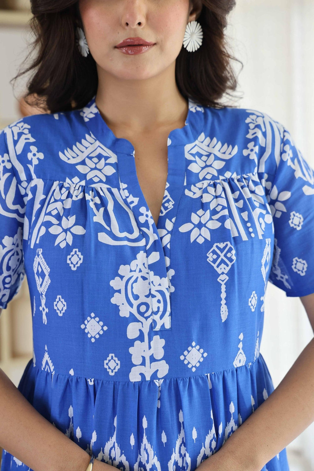 BLUE COTTON VOIL DRESS - Kaajh