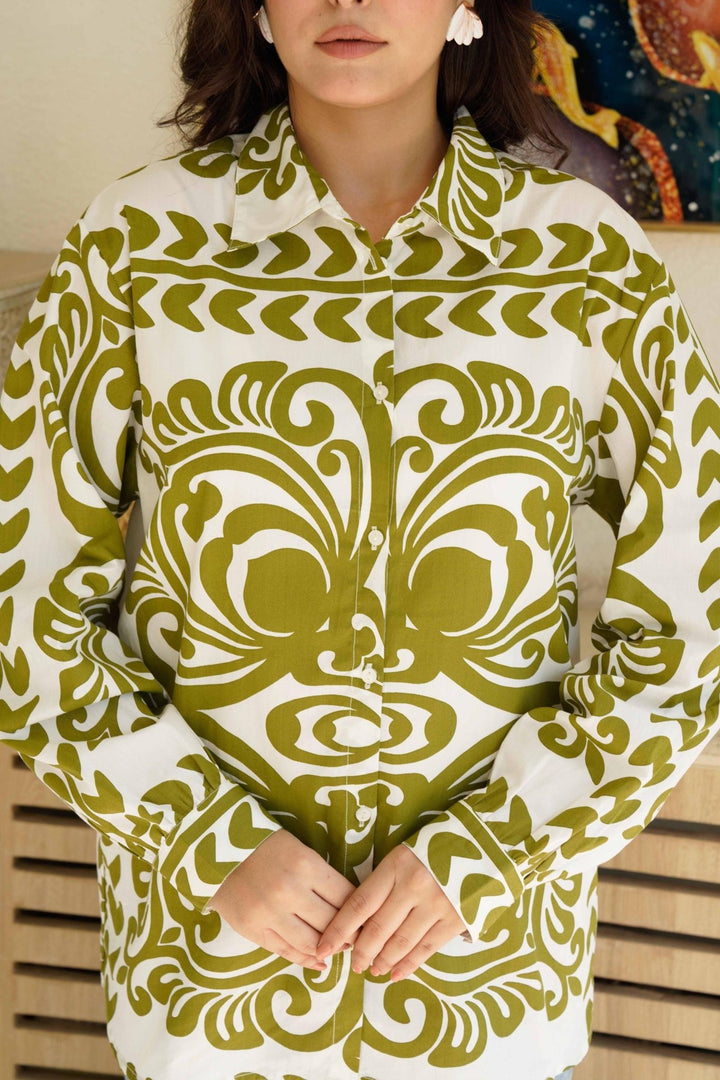 INAYA GREEN &amp; WHITE PRINT - Kaajh