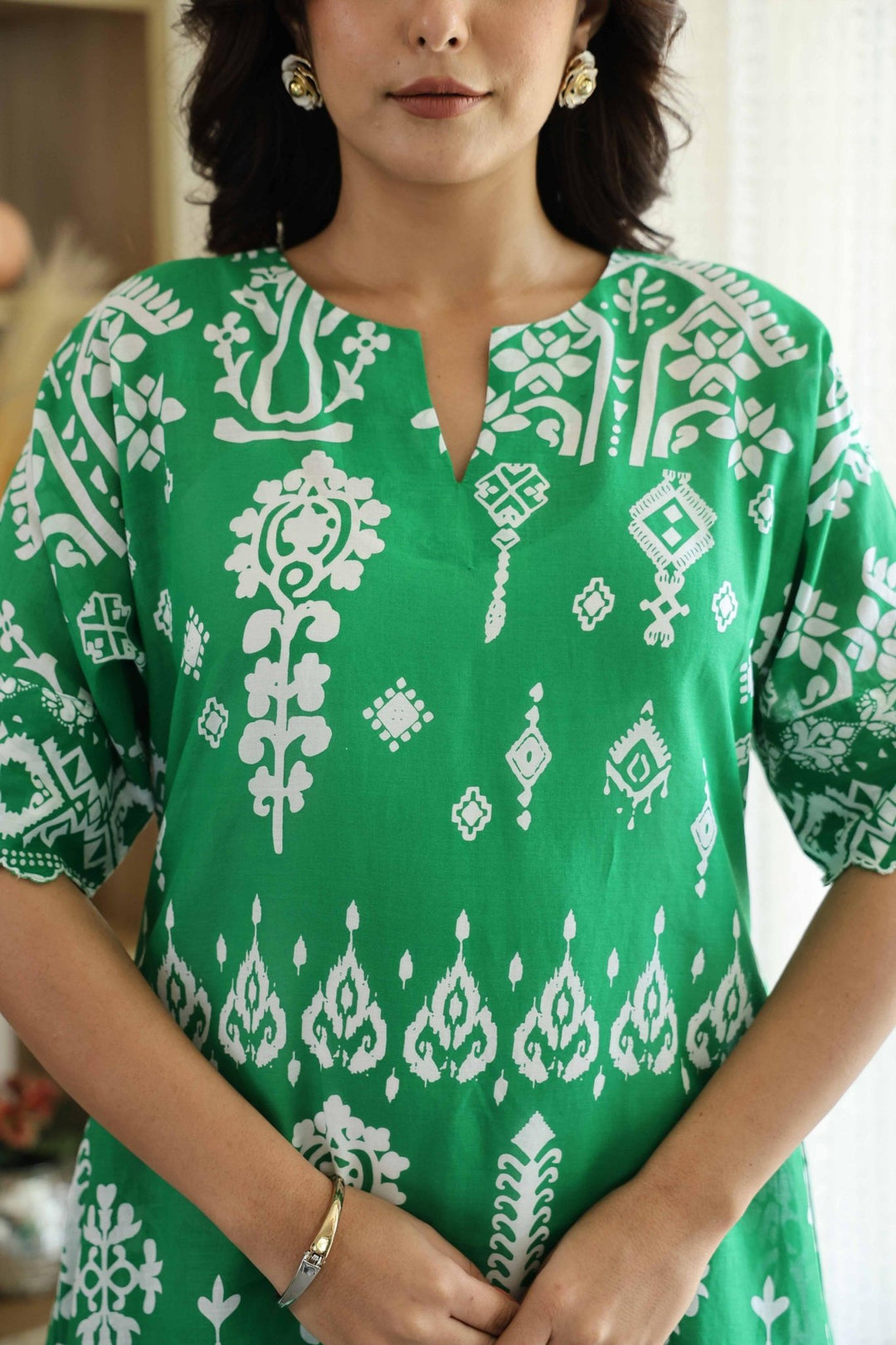 KARENA GREEN KURTA SET - Kaajh