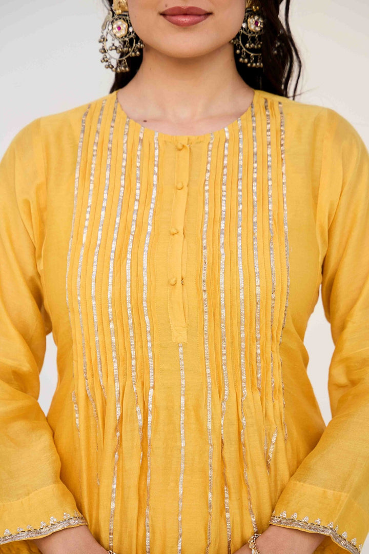 MOHINI YELLOW GOTA KURTA SET - Kaajh