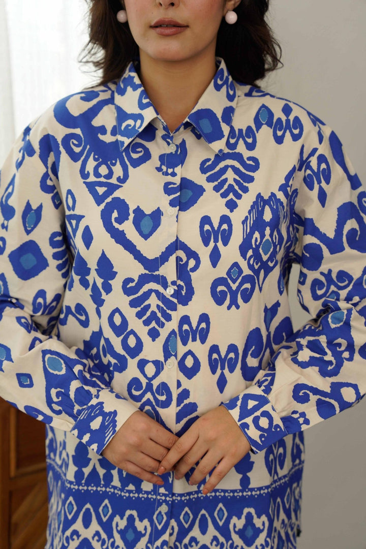 NIDA BLUE COTTON POPLIN SHIRT - Kaajh