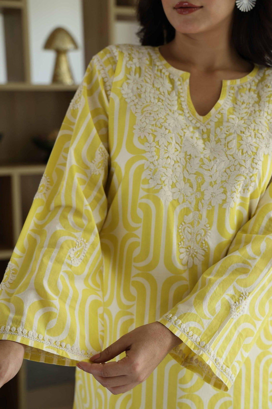 PREMIUM CHIKANKARI EMBROIDERED KURTA - Kaajh