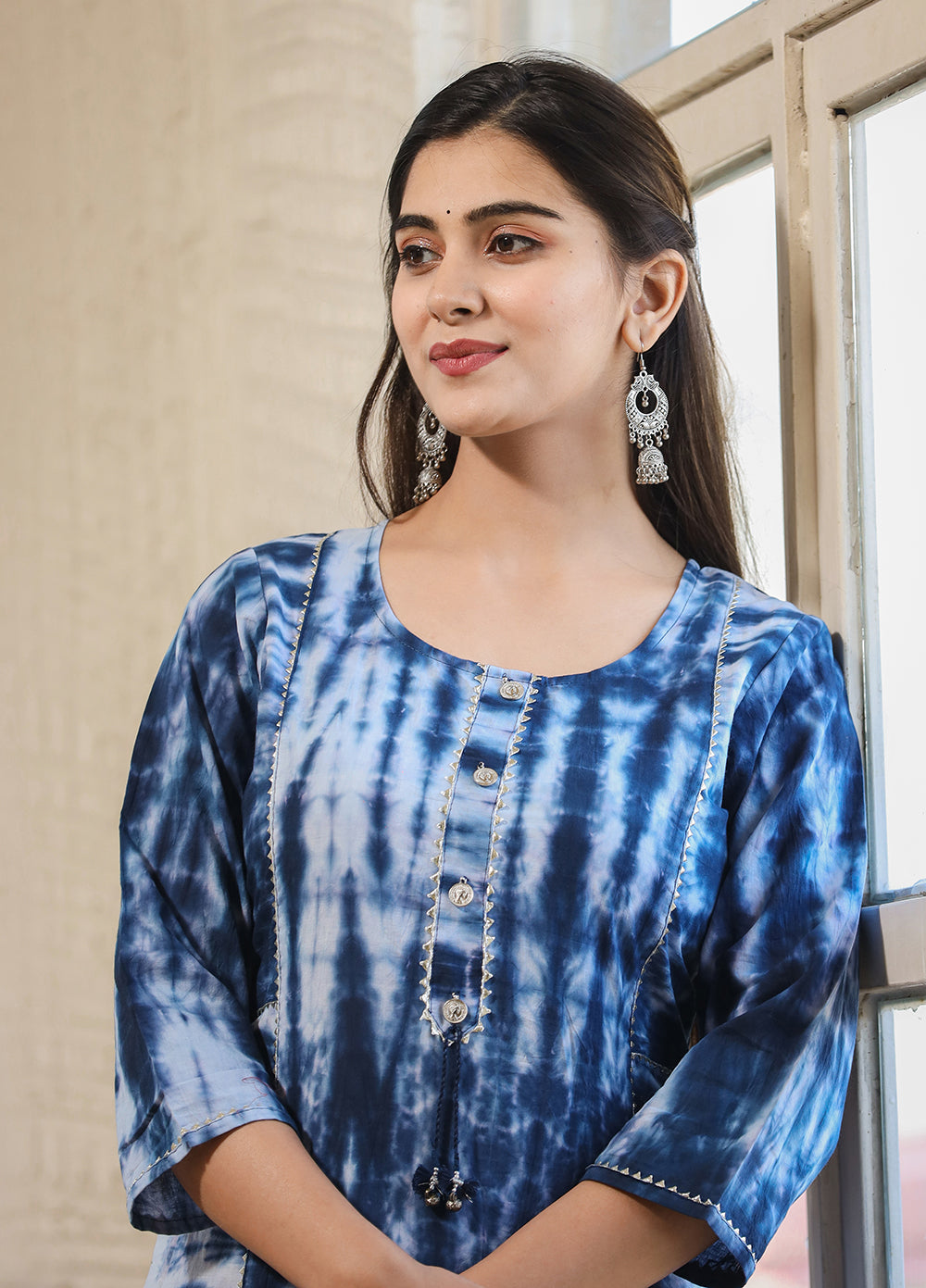 Buy Blue Tie Dye Casual Kurta for Women | Best Cotton kurti for Ladies