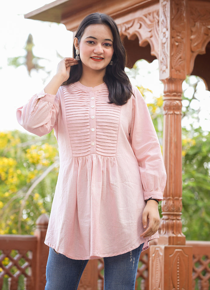 Buy Pastel Pink Summer Tops | Designer Short kurti for Women & Girls | kaajh