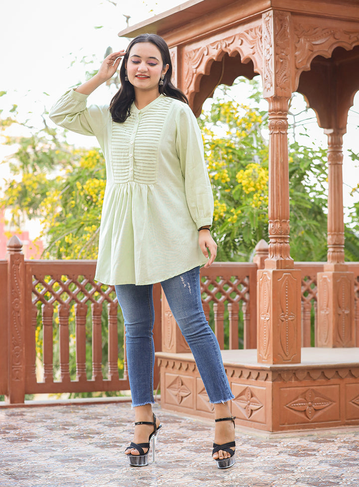 Pastel Green Cotton Tunic Top (pack of 1)