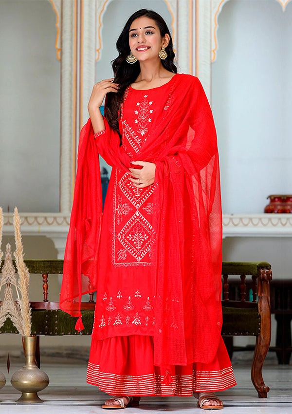 Buy  Red Sharara Dress for weddings 