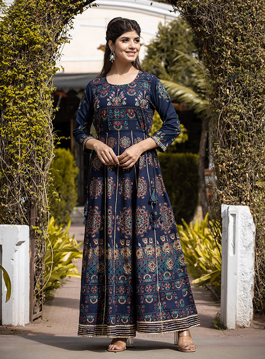 Buy Blue Ethnic Gown for Women | Best Ethnic Dress for Ladies