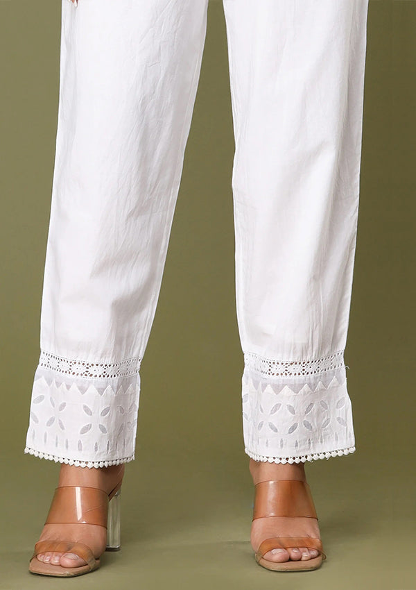 Ice White Laced Cut Work Pant