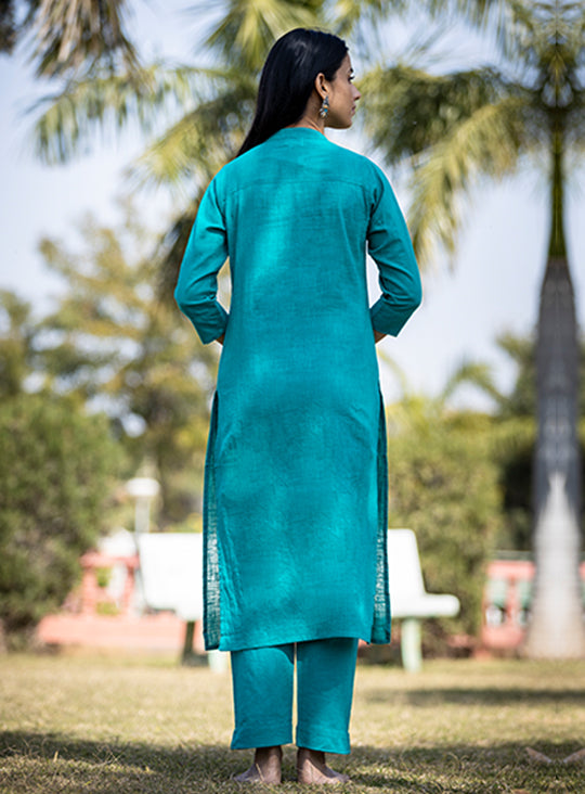  Buy Teal Green Cotton Casual Kurta | Best Designer Long Kurtis for Women