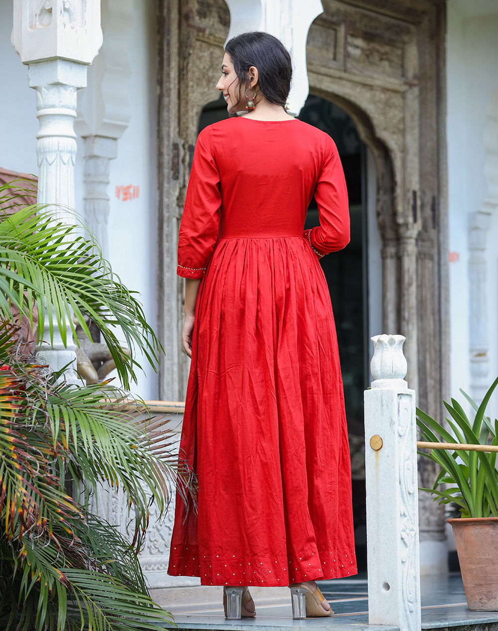Buy a Red Angnrakha Suit Set for Women | Best Embroidered Suit Set Online in India