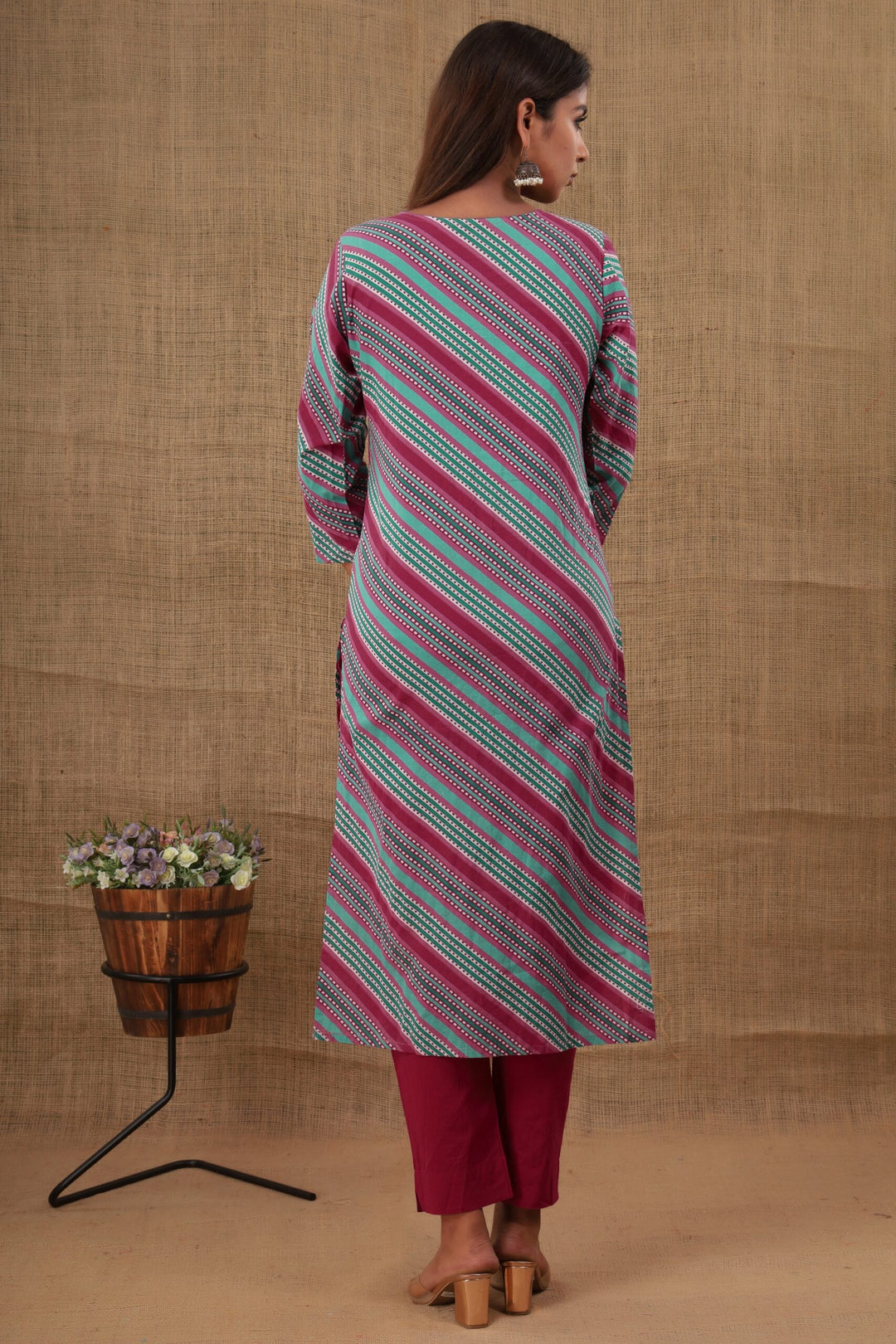 Multicolor Embroidered Cotton Kurta Pant Set