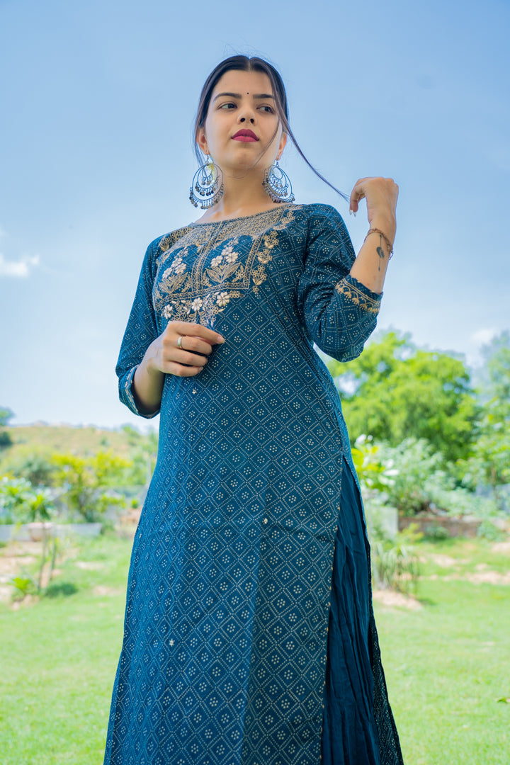 Blue Sharara Kurta Set for Women